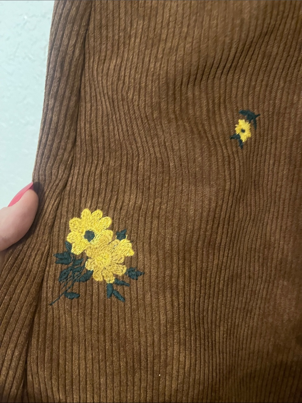 Wide leg corduroy embroidered pants - Picture 4 of 9